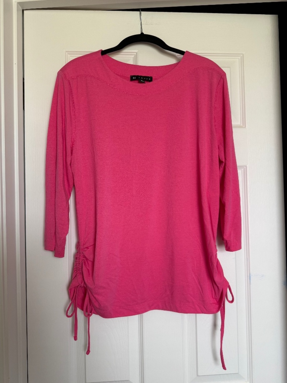 Classic Side Shirred Knit Top N Touch  Tunic Pink, Size M